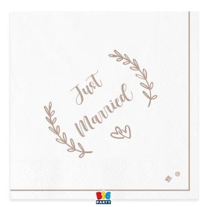 Lautasliina Just married 33 cm, 20 kpl