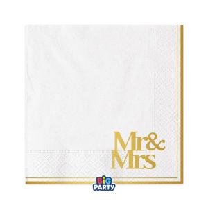 Pieni lautasliina Mr & Mrs 25 x 25 cm, 16 kpl/pkt