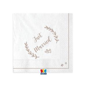 Lautasliina Just married 25 cm, 20 kpl