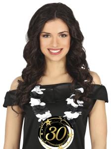 30 v. kaulakoru musta-valkoisella lei-kukkaköynnöksellä