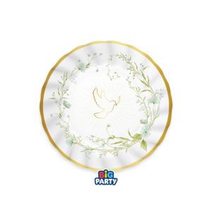 Pahvilautaset kyyhkynen, lehtiköynnös ja kukkia 20 cm, 6 kpl