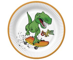 Grazy Dino pahvilautaset pyöreät 18 cm, 8 kpl