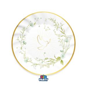 Pahvilautaset kyyhkynen, lehtiköynnös ja kukkia 25 cm, 6 kpl