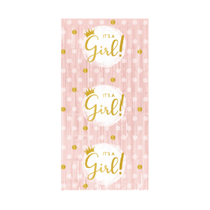 Oviverho / taustaverho "Its a girl" vaaleanpunainen 200 x 100 cm