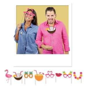 Flamingo Photo Booth -kuvausrekvisiitta – 8 osaa