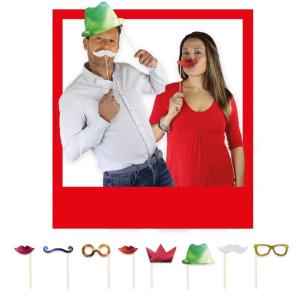 Photo Booth -kuvausrekvisiitta – Metallinhohtoiset juhla-asusteet, 8 osaa
