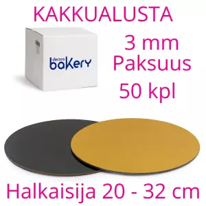 Kakkualusta 50 kpl, kulta / musta pyöreä, 3 mm (20 - 32 cm)