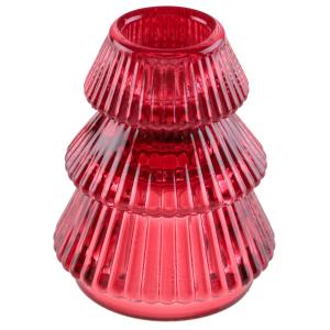 Kynttilänjalka kuusi punainen lasia, Ø 6 x 7.5 cm