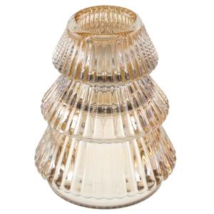 Kynttilänjalka kuusi shampanjanvärinen lasia, Ø 6 x 7.5 cm