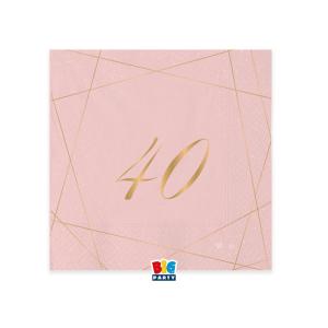 Pieni lautasliina vaaleanpunainen numerolla 40, 20 kpl