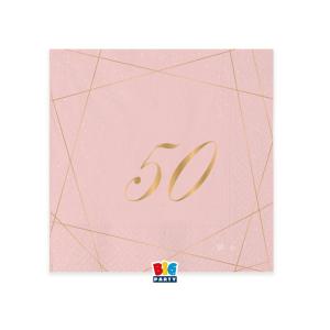 Pieni lautasliina vaaleanpunainen numerolla 50, 20 kpl