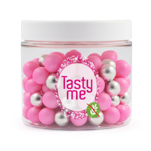 Syötävät isot sokeripallot 10 mm pinkki + hopea 125 g - gluteeniton