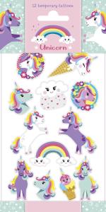 Yksisarvis tatuoinnit 1 arkki, 12 tatuointia