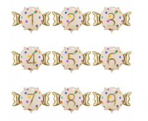 Karkki foliopallo numerot 1 - 9, 61 x 37 cm