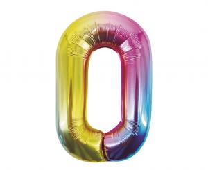 Suuri sateenkaarenvärinen foliopallo numero 0, 85 cm