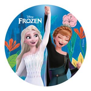 Syötävä kakkukuva Frozen Elsa ja Anna, sokeriton, 15,5 cm