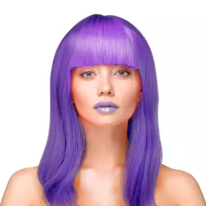 Peruukki violetti pitkät suorat hiukset otsatukalla