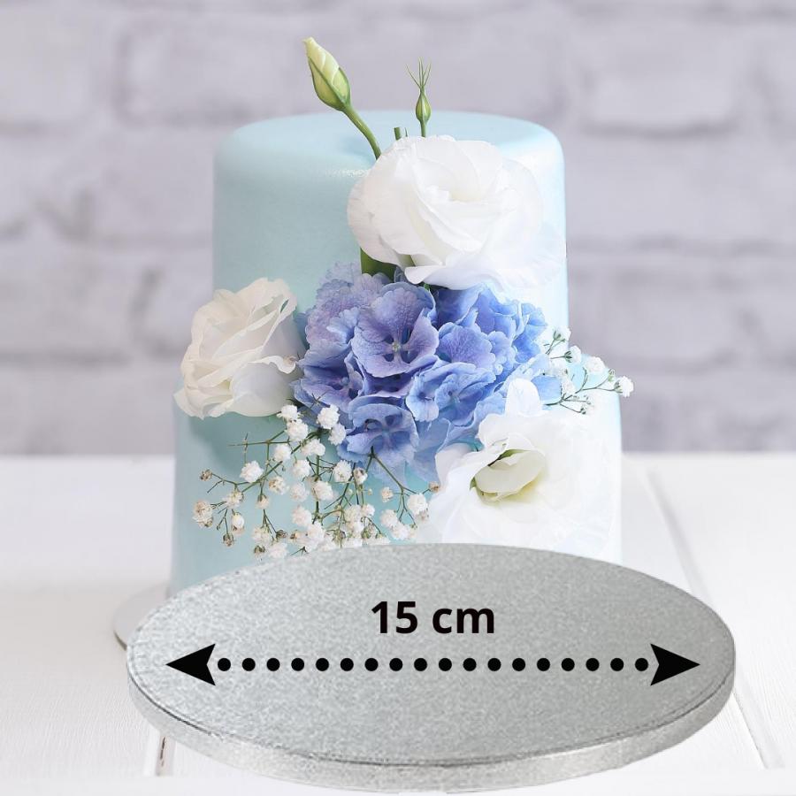 Kakkualusta, hopea pyöreä 15 cm (1,2 cm paksu)
