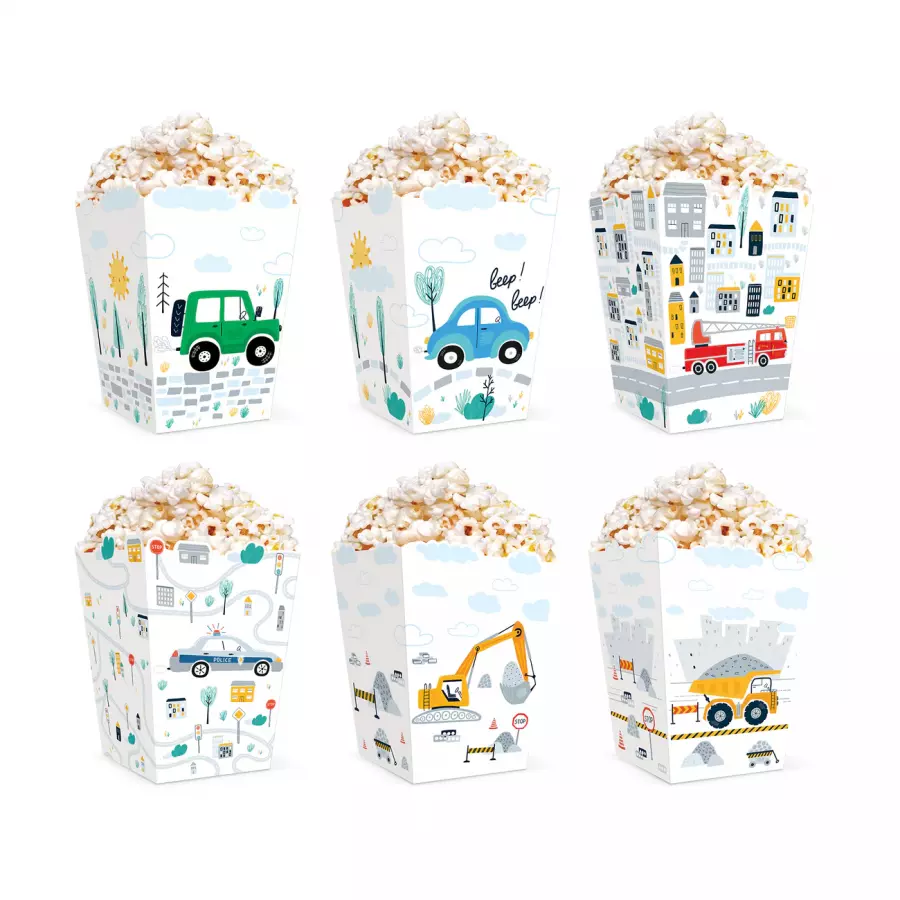 Popcorn-astiat Ajoneuvot, 6 kpl
