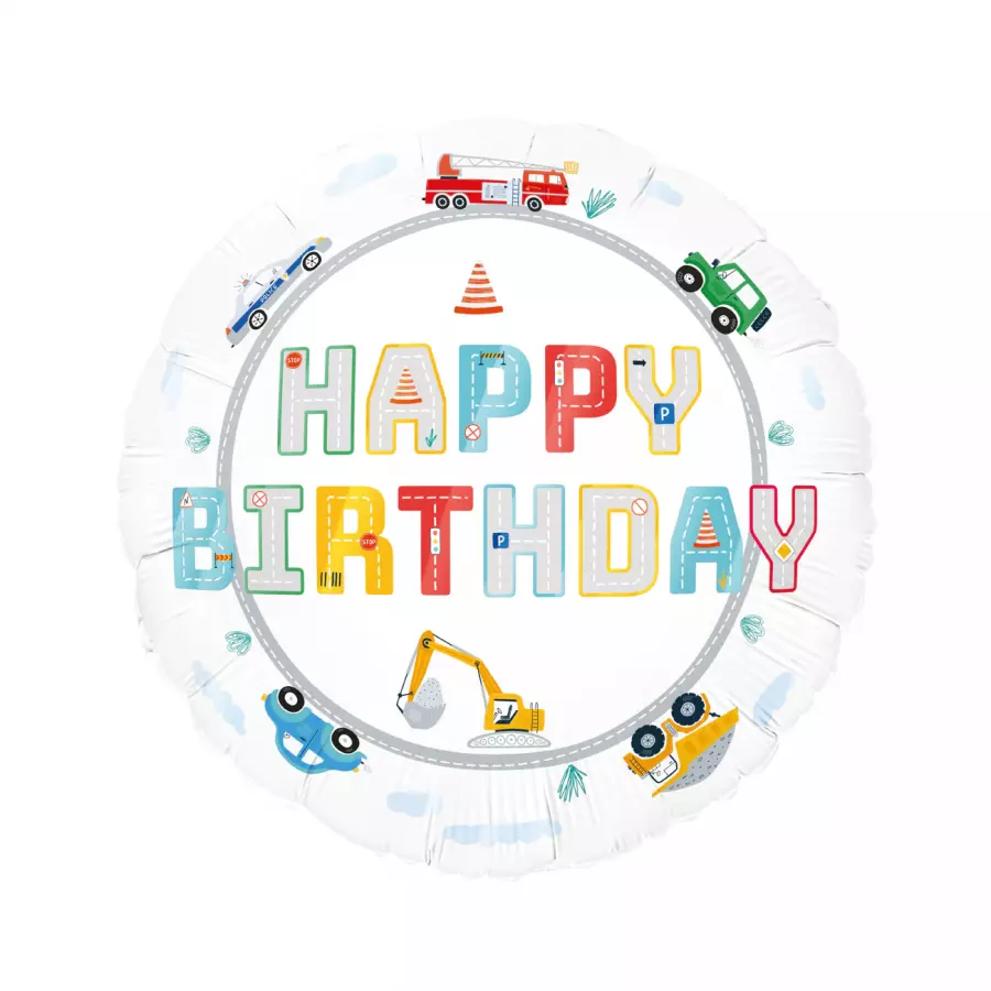 Foliopallo Ajoneuvot "Happy birthday", 45 cm
