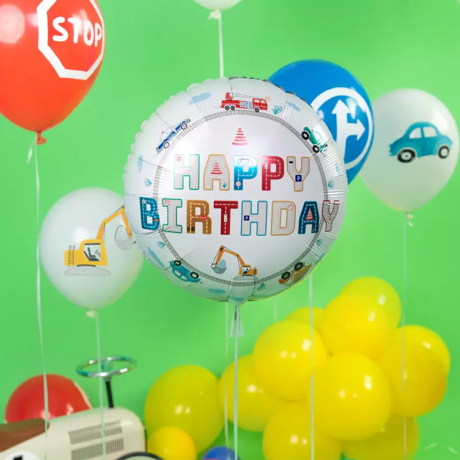 Foliopallo Ajoneuvot "Happy birthday", 45 cm