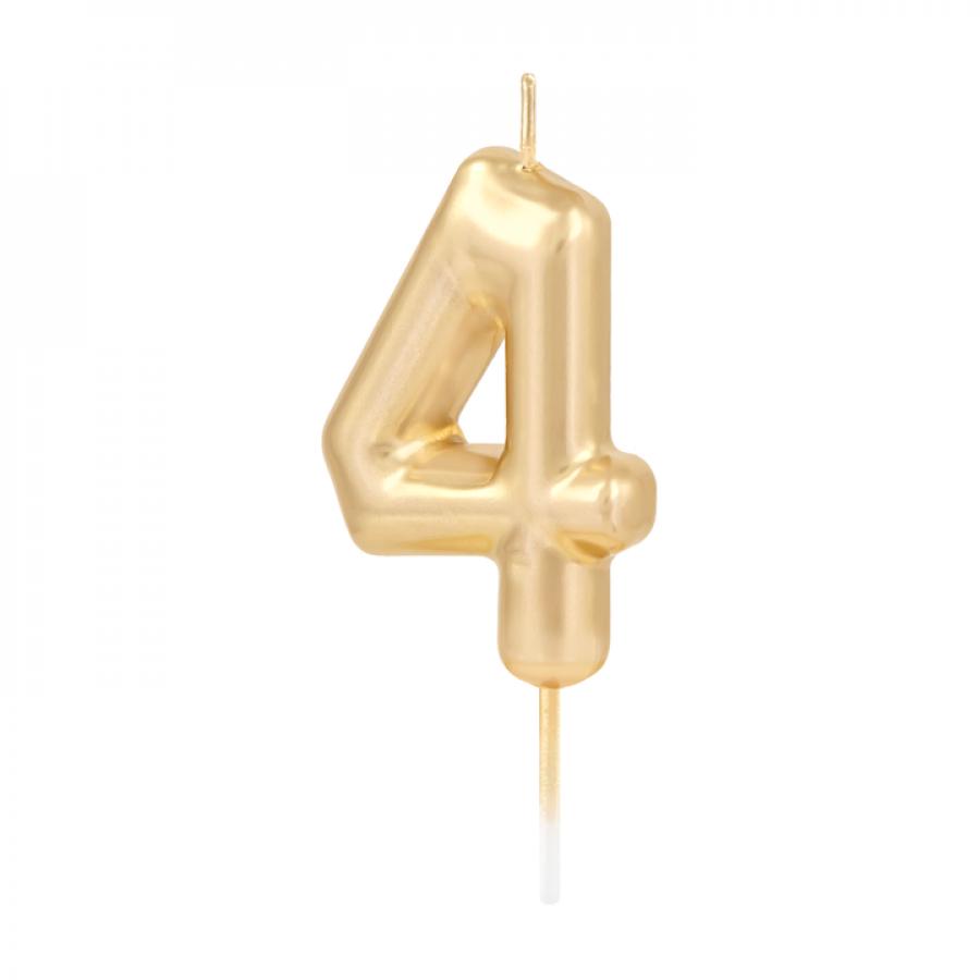 Numerokynttilä – Kulta 6 cm, nro 4