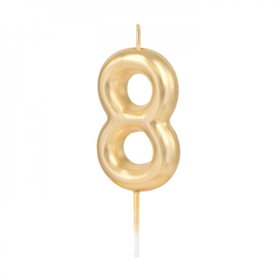 Numerokynttilä – Kulta 6 cm, nro 8