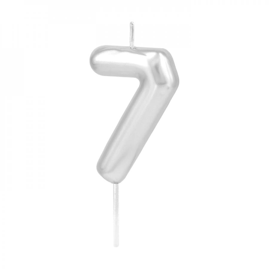 Numerokynttilä – Hopea 6 cm, nro 7