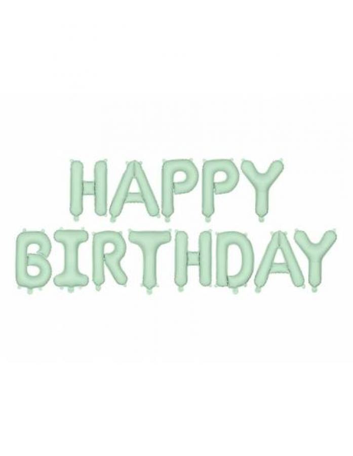 Mintunvihreä Happy Birthday ilmapallobanneri