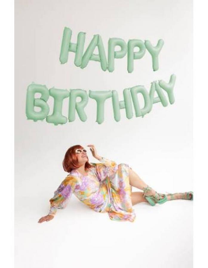 Mintunvihreä Happy Birthday ilmapallobanneri