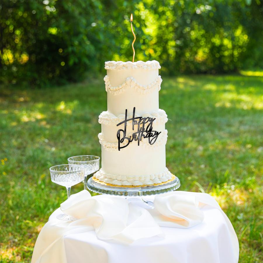 Kakunkoriste sivulle "Happy birthday" musta