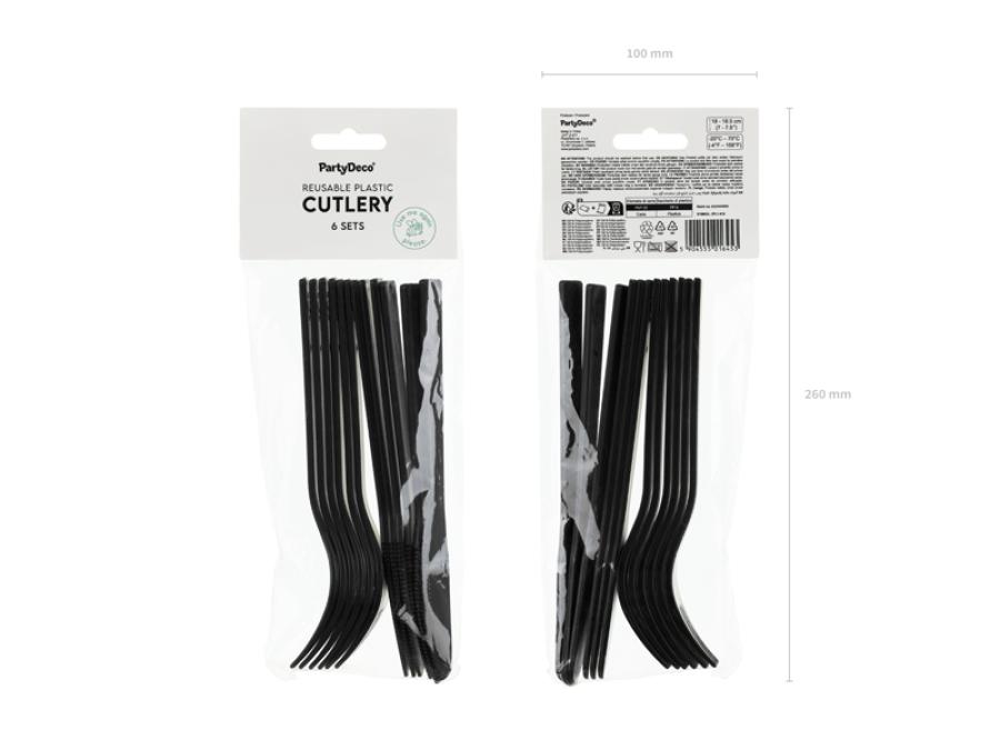 Muoviset mustat aterimet, 12 kpl