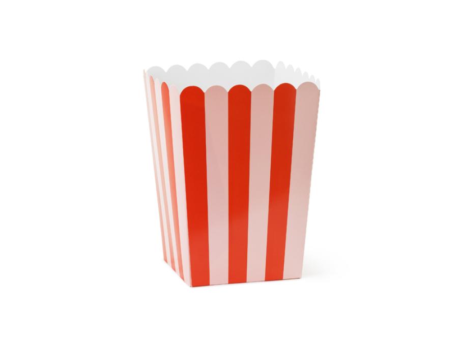 Popcorn-/herkkuastiat pinkki-punaraidalliset, 6kpl