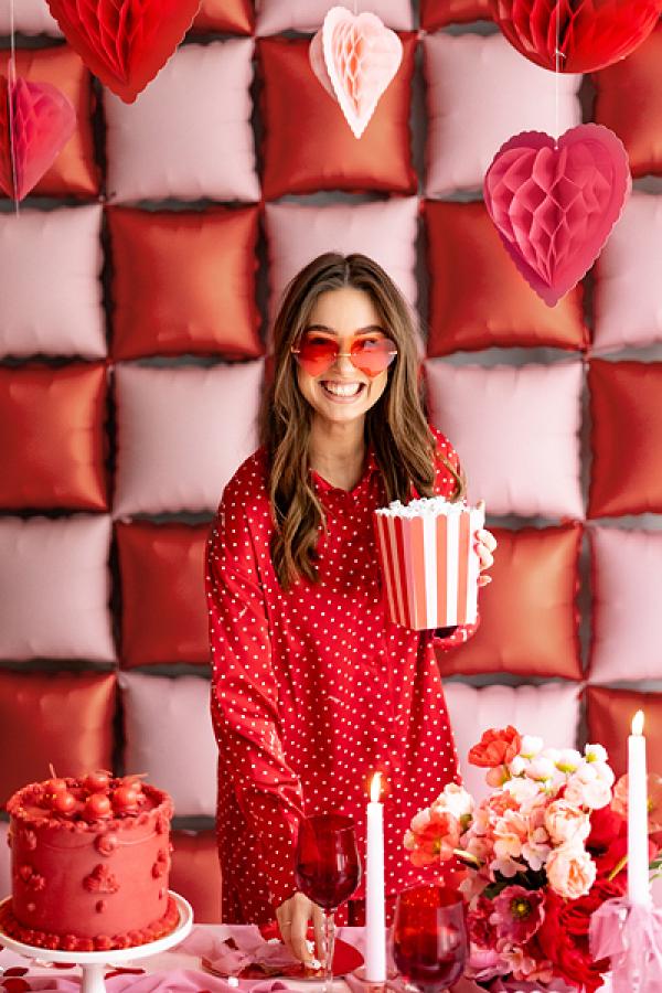 Popcorn-/herkkuastiat pinkki-punaraidalliset, 6kpl