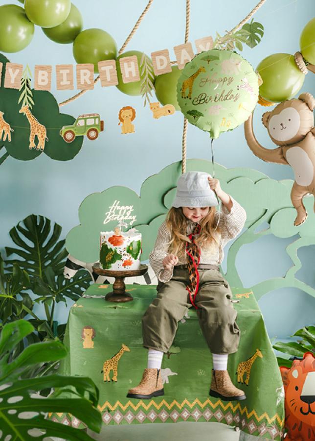 Foliopallo safari "Happy Birthday" 45 cm