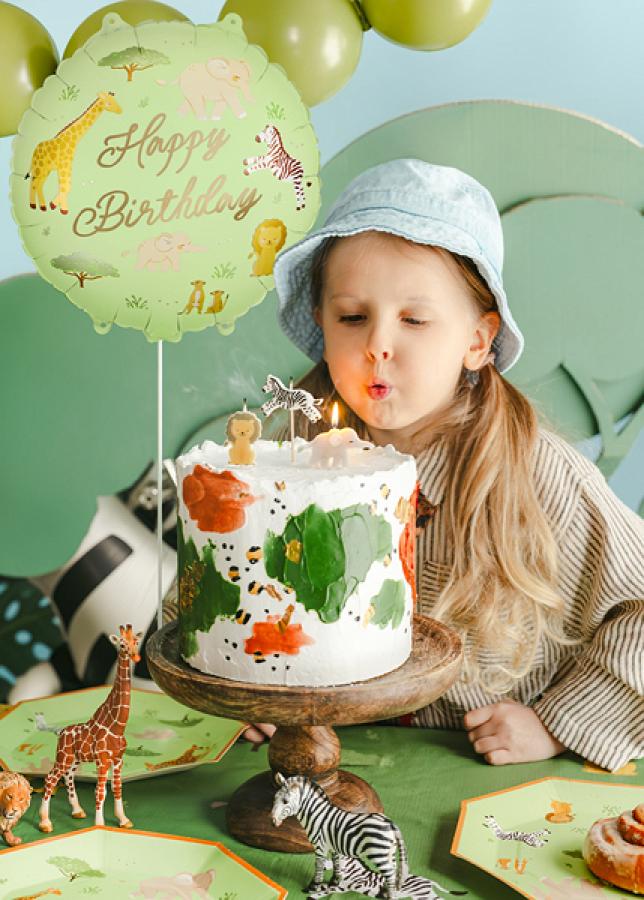 Foliopallo safari "Happy Birthday" 45 cm