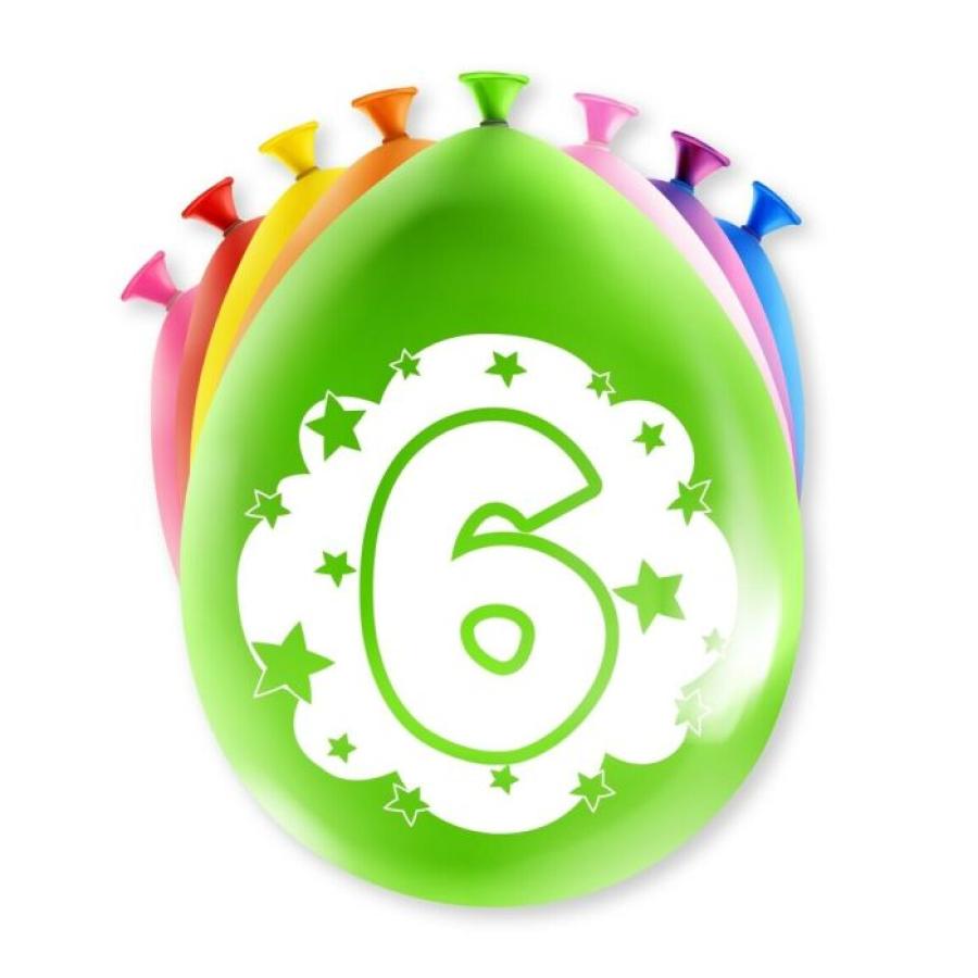 Ilmapallot "6" värimix, 8 kpl