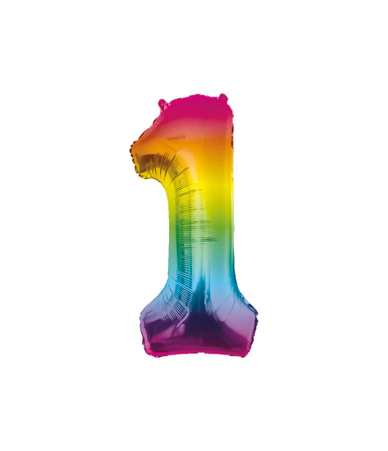 Foliopallo numero 1 sateenkaaren väreissä, 86 cm