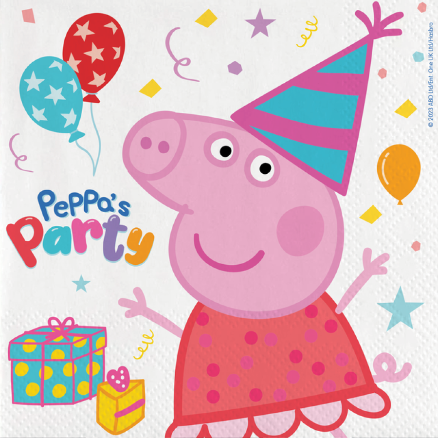 Pipsa Possu lautasliinat "Peppa's party" 33 cm, 20 kpl