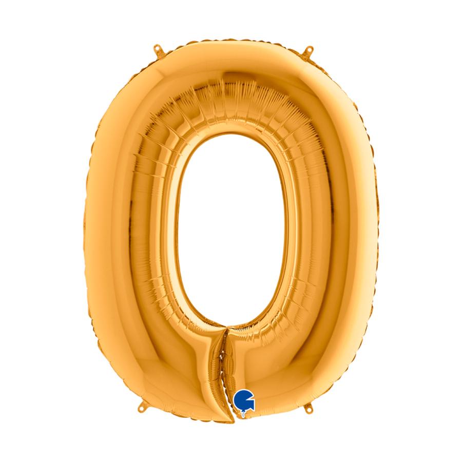 Suuri foliopallo numero 0 kulta (100 cm)