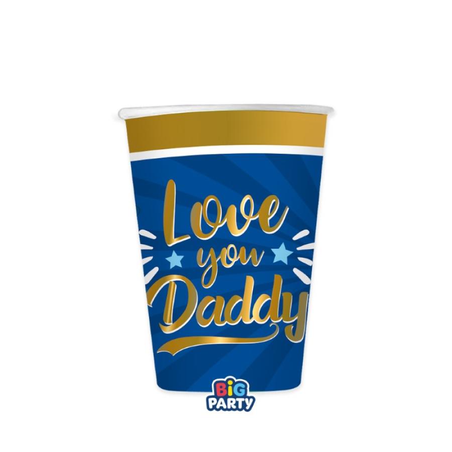 Pahvimukit Love you Daddy 250 ml, 6 kpl
