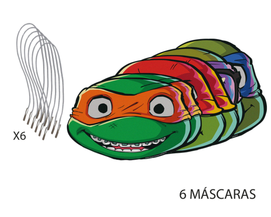 Ninja Turtles Teini-ikäiset mutanttininjakilpikonnat pahvinaamarit, 6 kpl