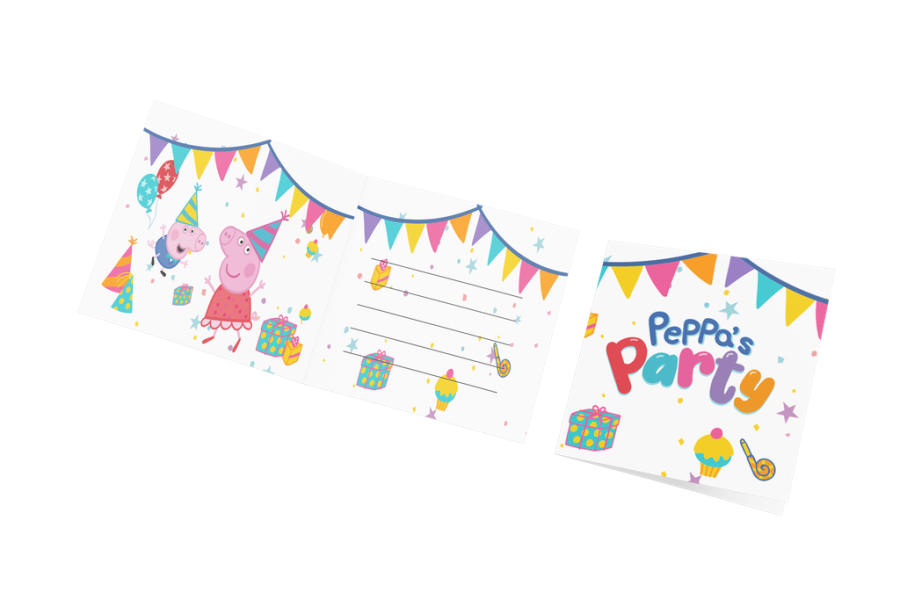 Pipsa Possu "Peppa's party" kutsukortit, 6 kpl