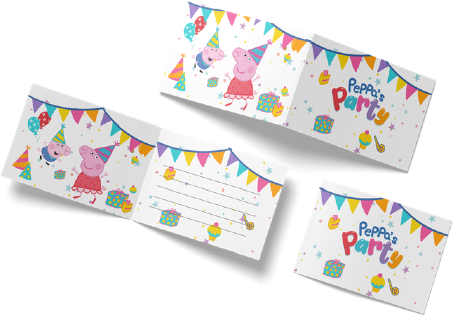 Pipsa Possu "Peppa's party" kutsukortit, 6 kpl