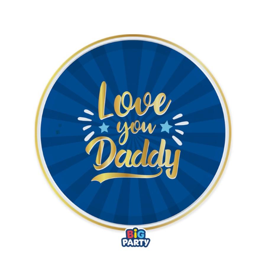 Pahvilautaset Love you Daddy 18 cm, 6 kpl