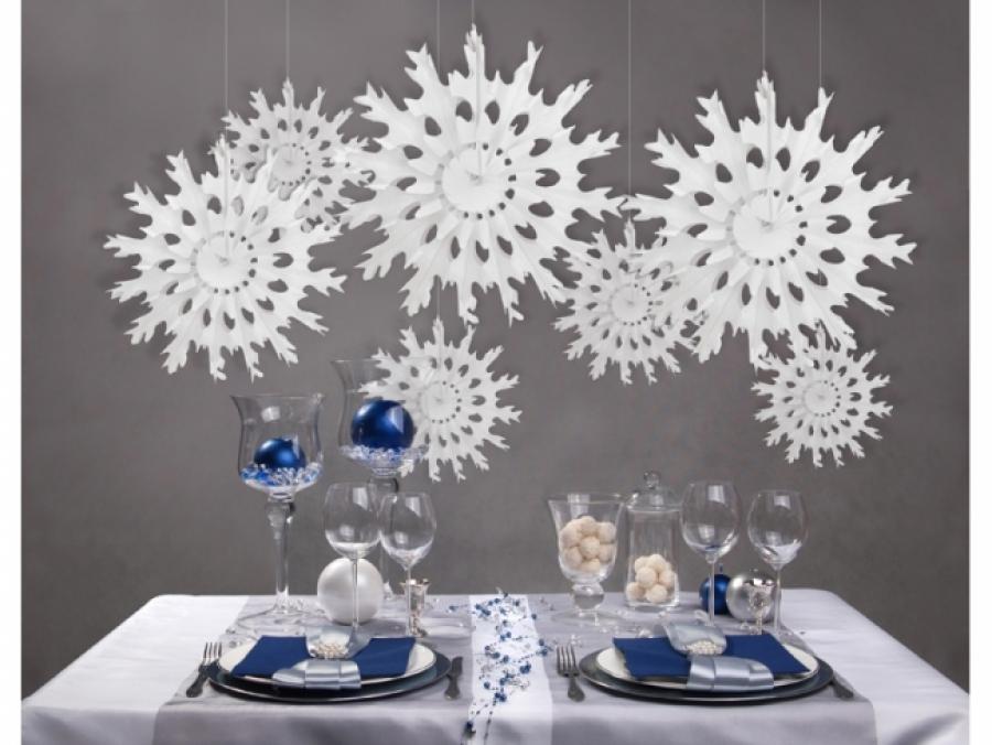 Lumihiutale 3D valkoinen roikkuva koriste, halkaisija 45 cm