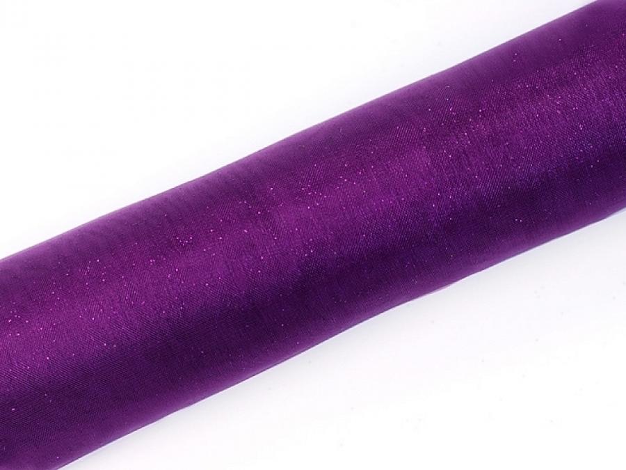 Organza kaitaliina luumu glitter 0,36 x 9 metriä