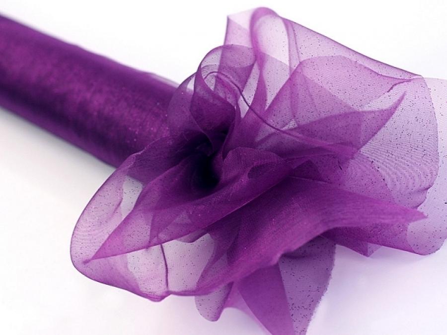 Organza kaitaliina luumu glitter 0,36 x 9 metriä