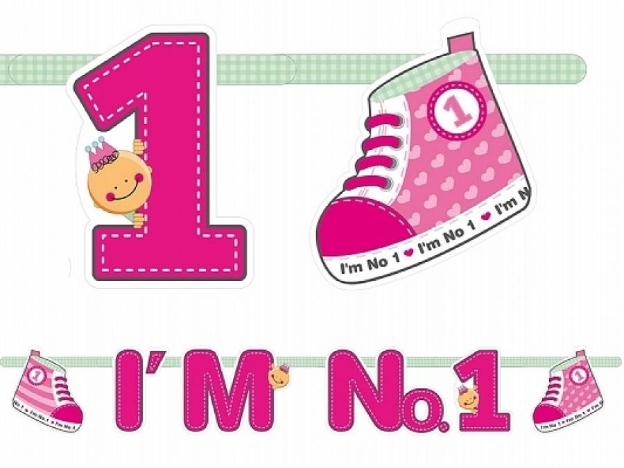 Banneri "I'm No. 1" pinkki, 1,1 m