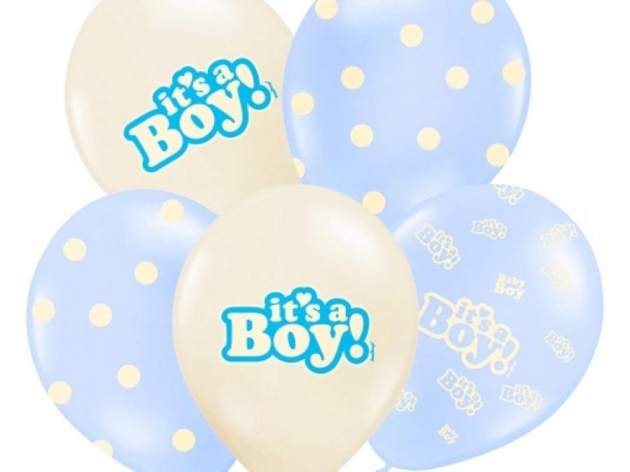 Ilmapallot "It's a boy" vaaleansininen, 6 kpl